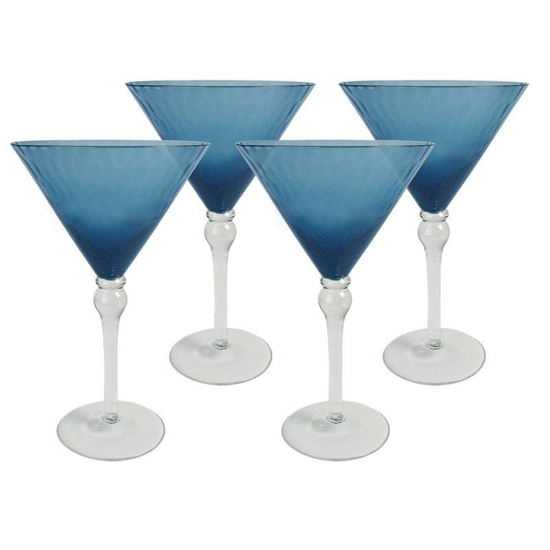 Simonetti 10oz. Handmade Martini Glass Set, Slate Blue