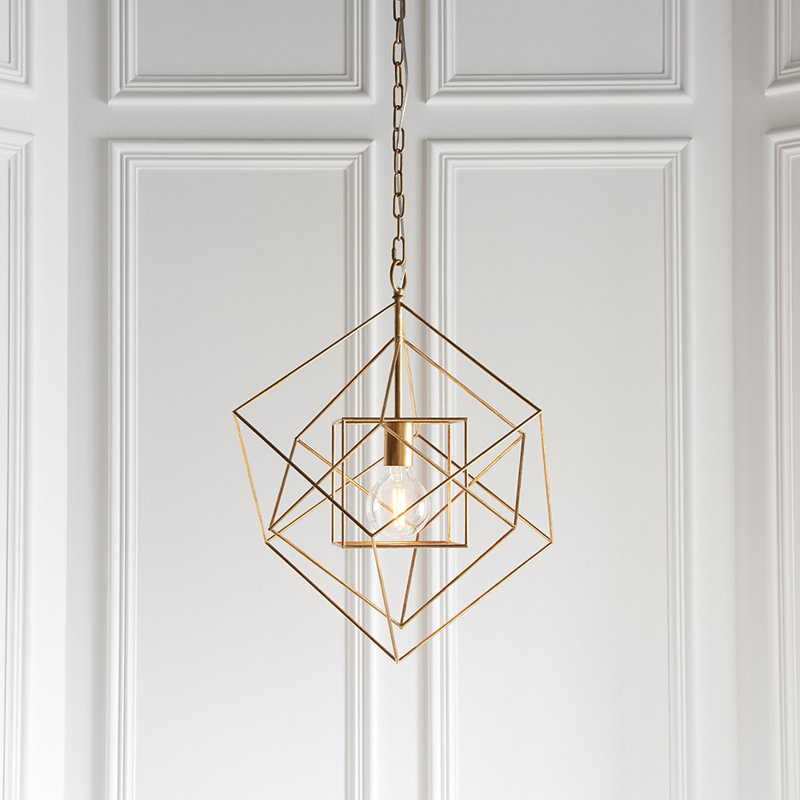 Curran 1 - Light Antique Gold Square/Rectangle Pendant, 59cm H x 50.4cm W