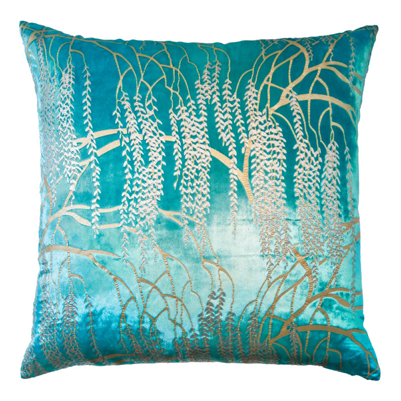 Metallic Square Velvet Pillow Cover & Insert, 18" x 18", Aruba