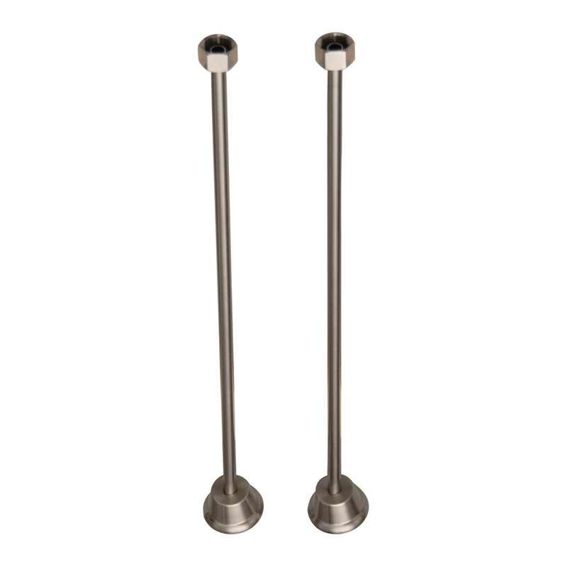 24" Straight Brass Bath Supply, Satin Nickel