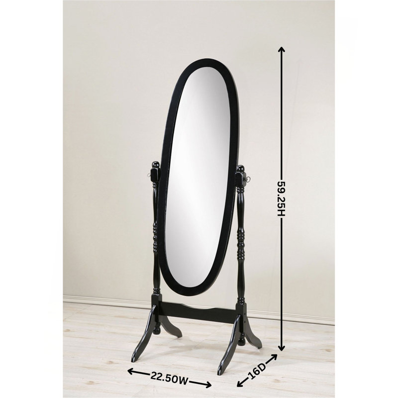 Traditional Queen Anna Style Wood Floor Cheval Mirror, White