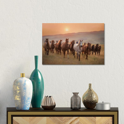 Sunkissed Horses II - Giclée sur toile tendue avec châssis