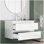 Ensemble de meuble-lavabo avec lavabo 31,5 po, armoire avec 2 grands tiroirs, système de fermeture en douceur, 2 grands tiroirs, conception sans poignée, assemblage facile, blanc brillant