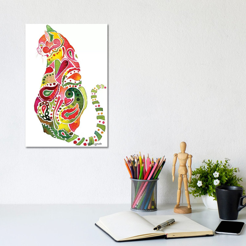 Paisley Cat II by Jo Lynch - Wrapped Canvas Gallery-Wrapped Canvas Giclée, 30.48cm H x 20.32cm W