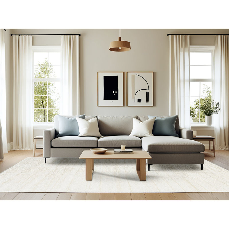 Tapis beige contemporain, Rectangle 6 pi x 9 pi