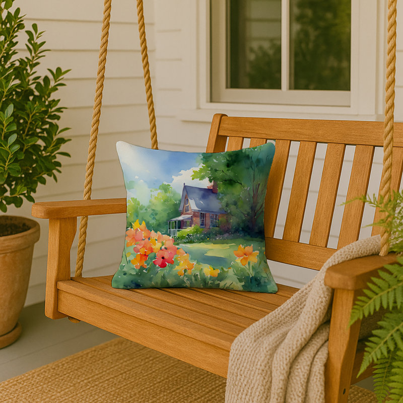 Coussin décoratif aquarelle Massachusetts, Carré 18 po