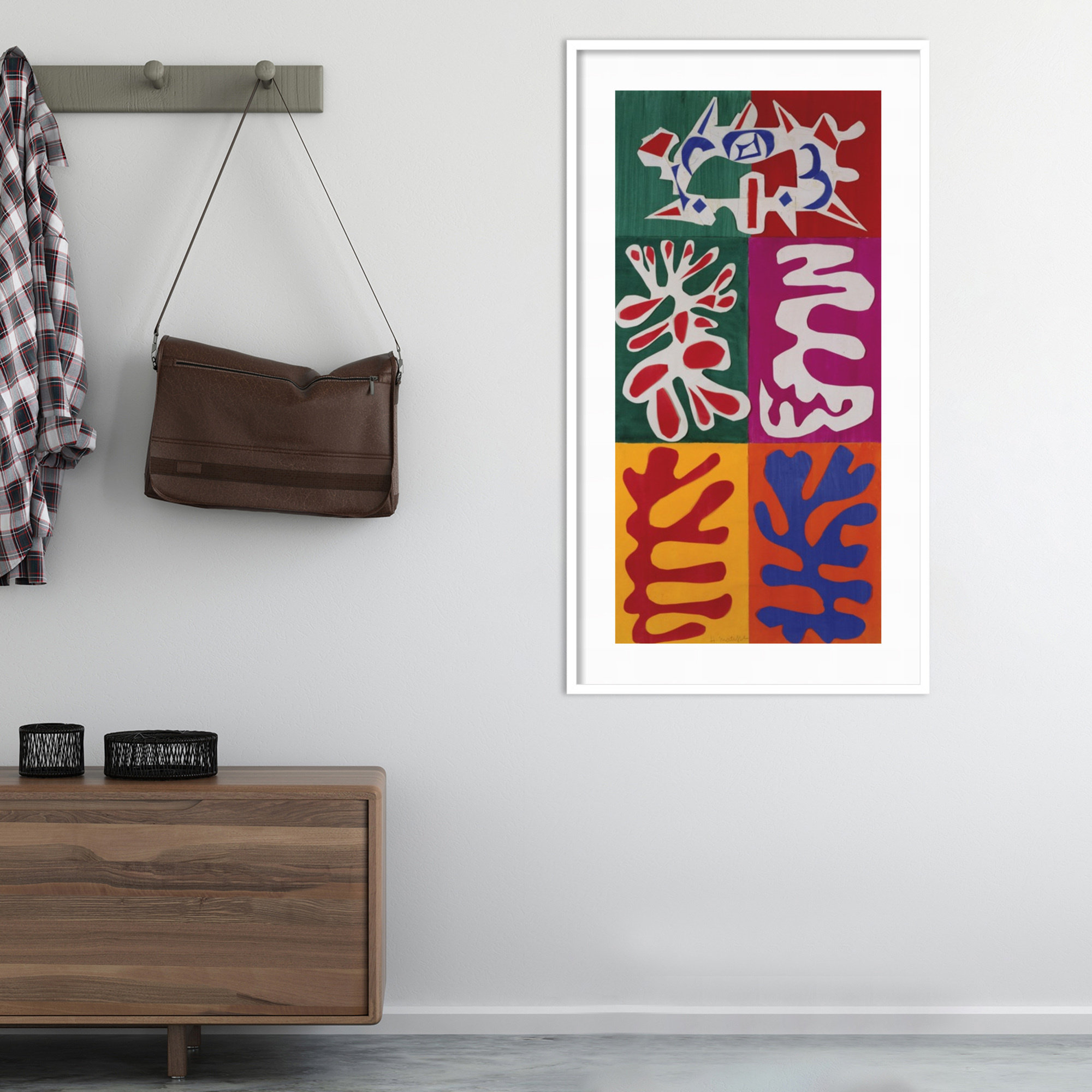 Panel With Mask 1947 by Henri Matisse, White Framed Paper, 44" H x 25" W