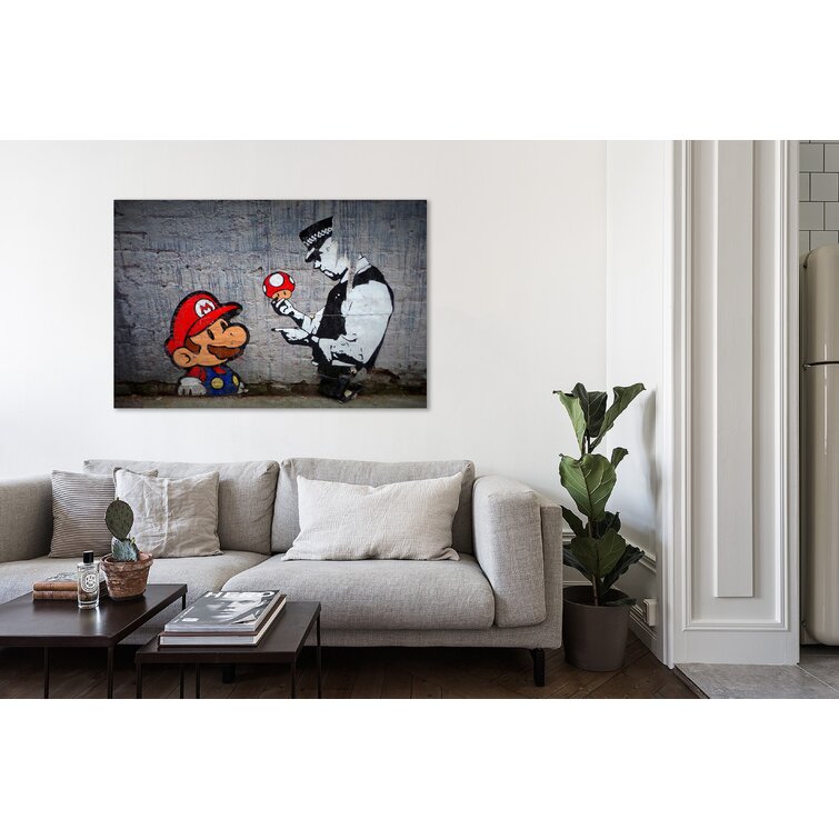 JaxsonRea Mario's Mushroom On Canvas by Banksy Print & Reviews