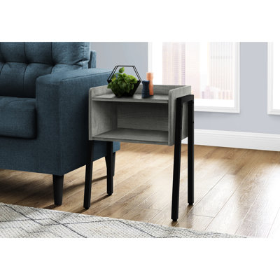 Table de bout en stratifié gris avec pieds en métal et finition élégante pour tout espace de vie
