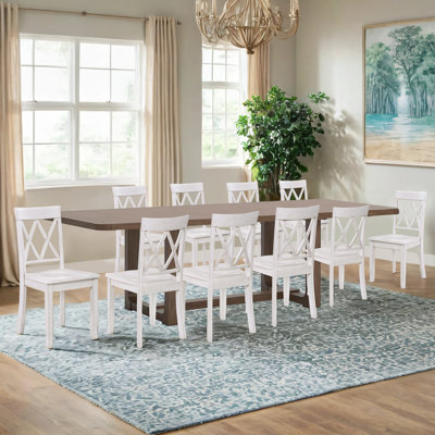 Brookner 17" Wide Wooden Dining Chairs With Double Cross-Back Design