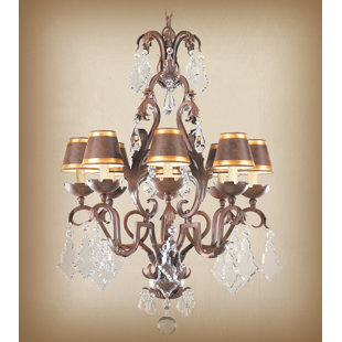 Lustre classique/traditionnel 8 lumières ombré avec accents de cristal