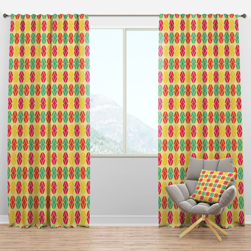 Panneau de rideau simple semi-diaphane avec passe-tringle Mid-Century, l 52 po x L 95 po