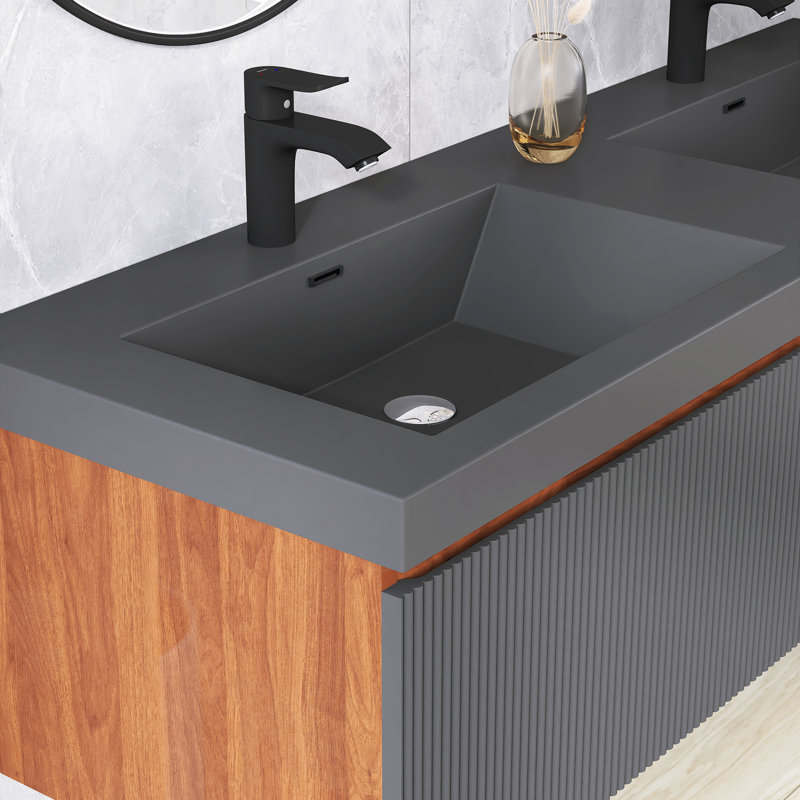 Ensemble de meuble-lavabo mural 59 po avec comptoir en quartz 59 po, 59‘’