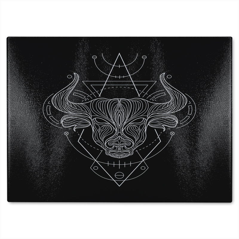 Zodiac Taurus Geometric Dining Glass Chopping Board, 28cm L x 20cm W