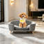 Structure de lit pour chien surélevée pour petits chiens, canapé en velours côtelé avec pieds en bois d'hévéa et mousse de soutien, assemblage facile-1744937994