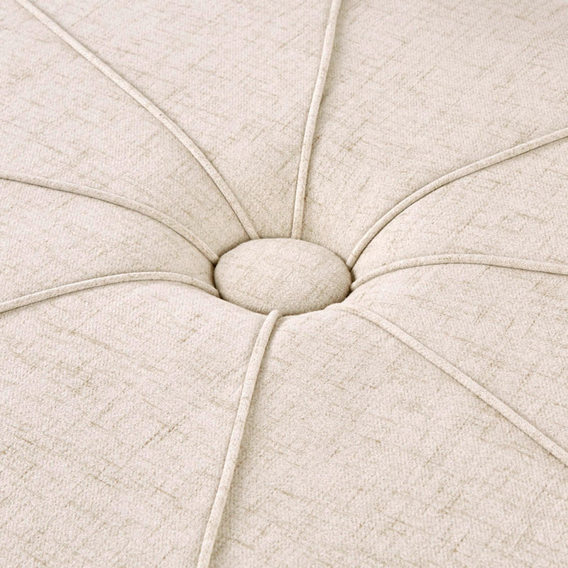 48" Ottoman,Polyester Fabric Large Cocktail Ottoman Modern Style For Living Room, Cream