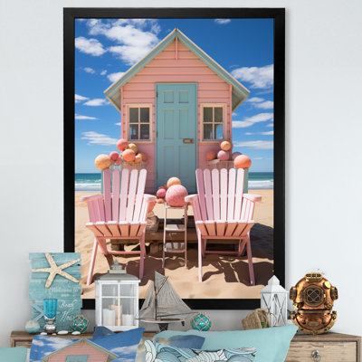 «Pink Miami Chairs I», reproductions d'art mural nautique et de plage