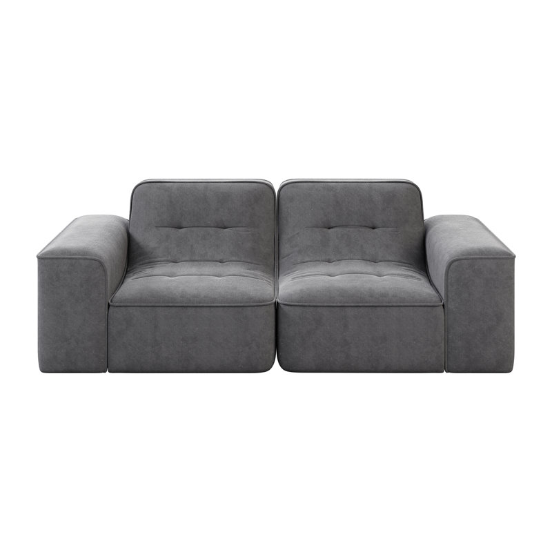 83.6" Modular Sectional 3-Seater Sofa With Tufted Design, Gray