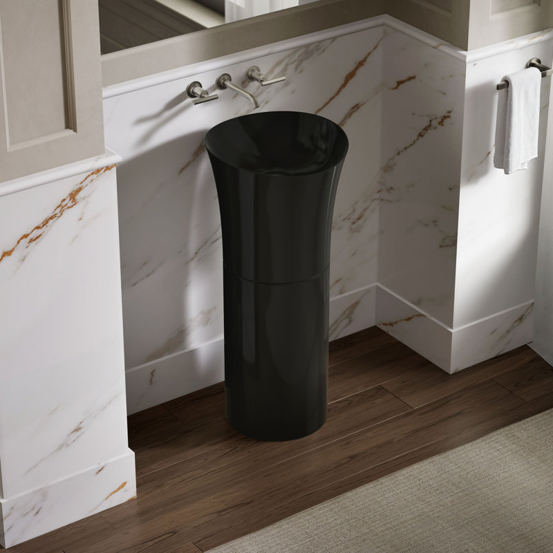 Veil® Pedestal Bathroom Sink, Black Black™