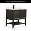 Ensemble de meuble-lavabo autoportant en bois massif brun foncé 36 po avec plateau en marbre d'ingénierie 36 po-982844469