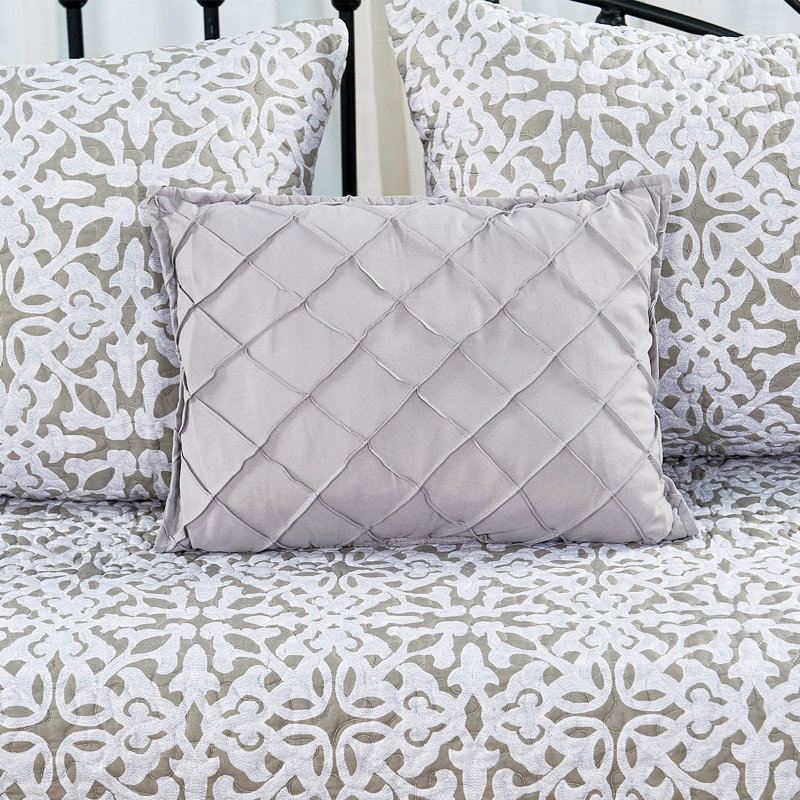 Bellamy Gray Microfiber Reversible Daybed Quilt Set