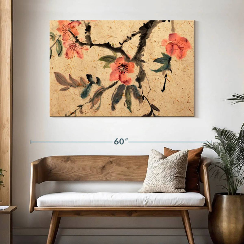 Harnek abstrait floral chinois, H 32 po x l 48 po