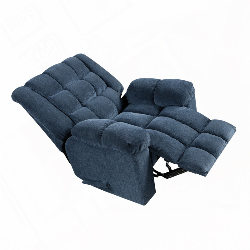  Fauteuil inclinable traditionnel berçant en tissu en chenille de 41 po avec inclinaison douce Gabriel, Bleu