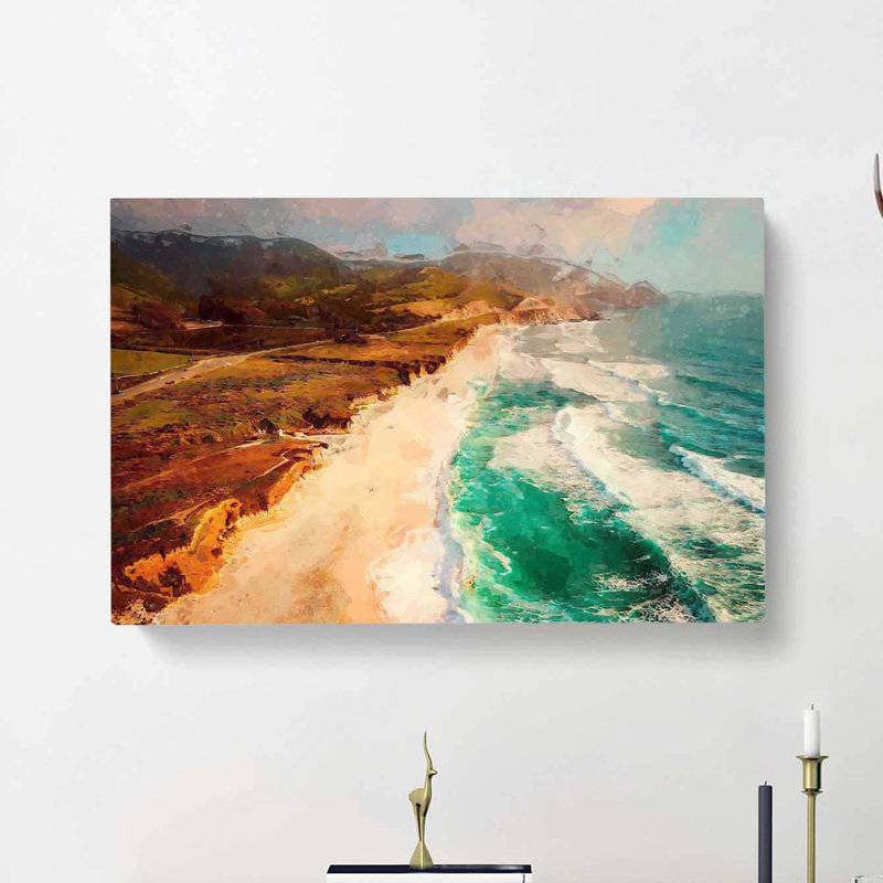 Coastline in California in Abstract - Wrapped Canvas, 50cm H x 76cm W x 3cm D