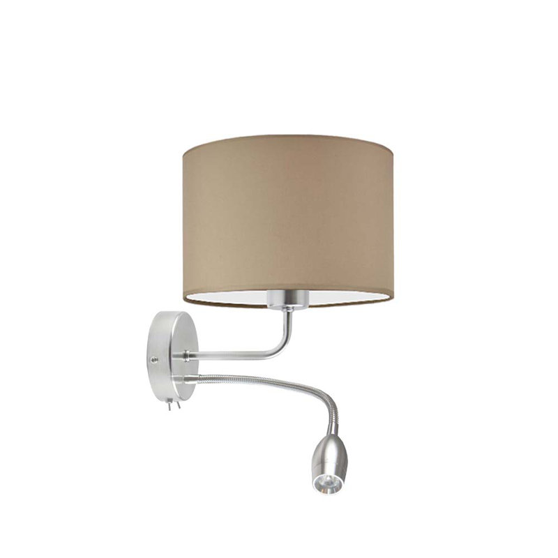 Audery LED Armed Sconce, Brushed Steel, Beige