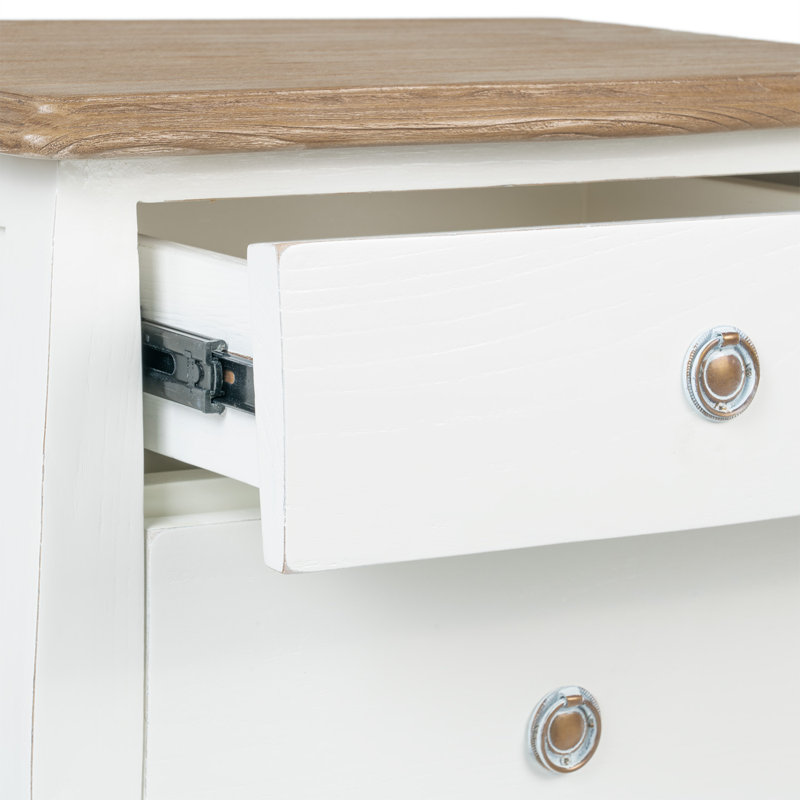 Jayce 36cm W Solid Wood Bedside Table, White/Brown