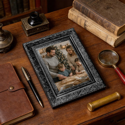 Cadre photo noir 3 pièces Clean Line pour décor de cheminée 5 po x 7 po