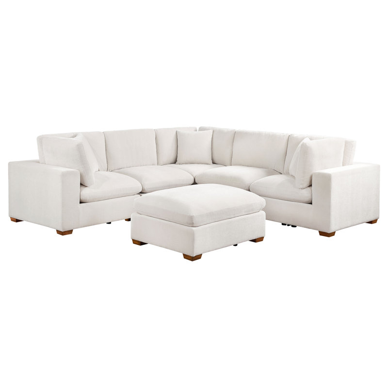 Canapé modulaire rembourré 6 pièces Hainsworth, Tissu ivoire, H 39 po x l 181,5 po x P 41,75 po