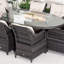Ensemble de salle à manger de patio ovale en osier pour 6 personnes avec table et chaises en aluminium encadrées