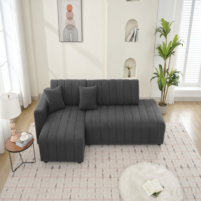 Wool Left Facing Sectional Sofa With Chaise