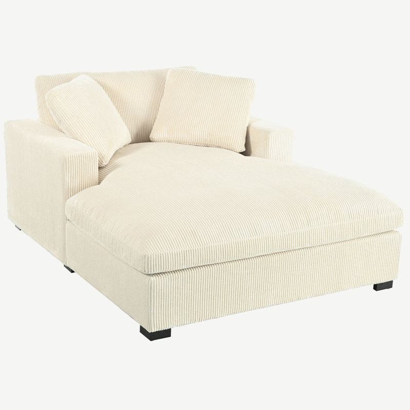 Méridienne surdimensionnée 70,9 po, Velours côtelé beige