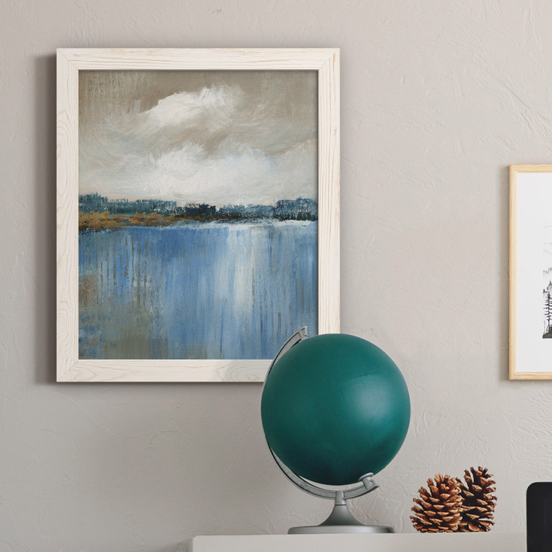 Vent et eau - Peinture sur toile encadrée, H 20 po x l 17 po x P 1,5 po, Blanc