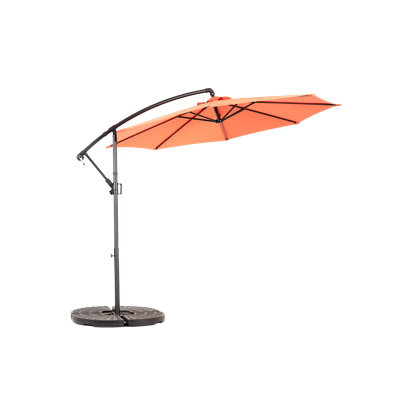 10Ft Offset Hanging Market Patio Umbrella W/Easy Tilt Adjustment, Polyester Shade, 8 Ribs For Backyard