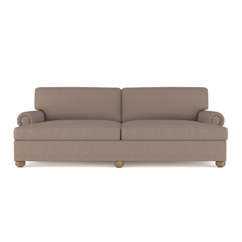 Leroy Rolled Panel-Arm Daybed with Bun Feet, Vintage Leather Blanc, Natural