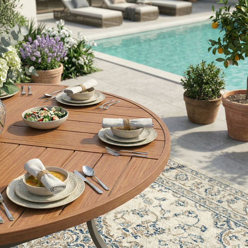 6-Person Outdoor Dining Set, Walnut/Charcoal