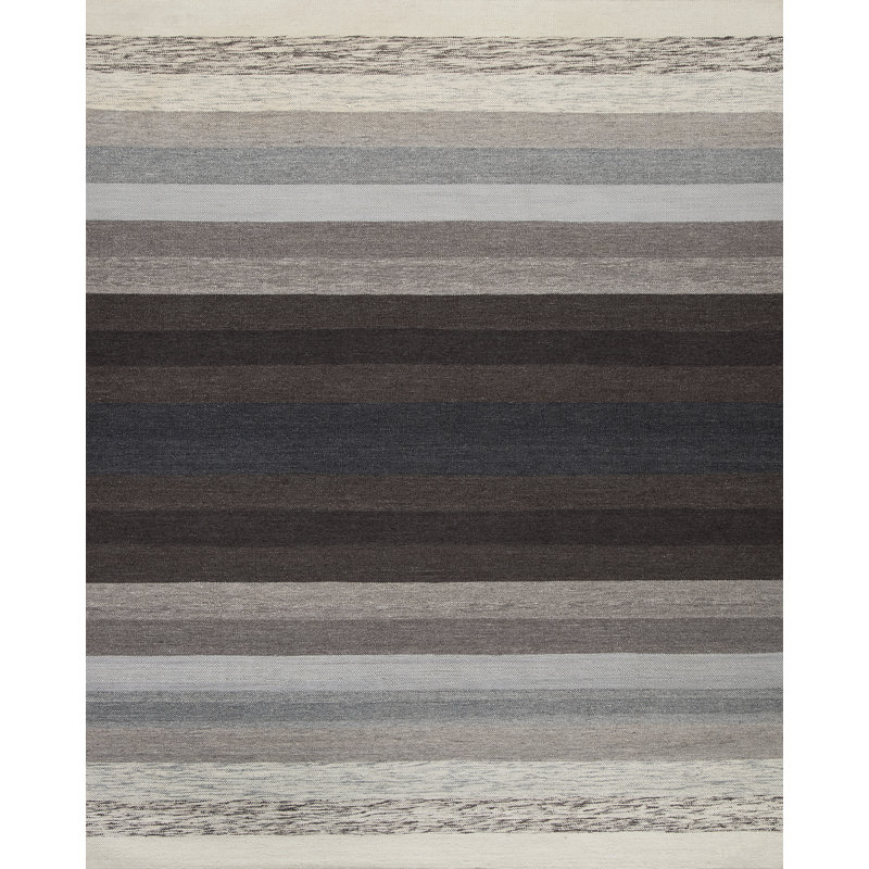 Textures Wool Striped Area Rug in Beige, Rectangle 8' x 10'