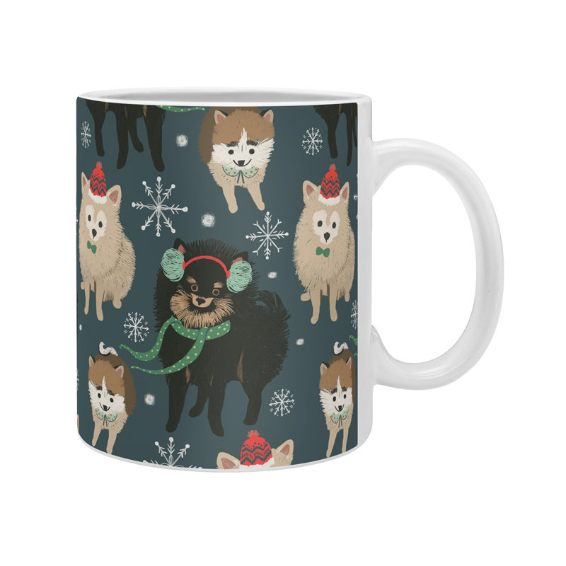 Grande tasse à café Christmas Poméranien
