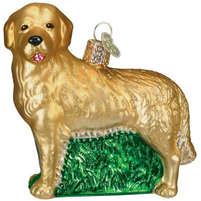 Ornement en verre soufflé pour arbre de Noël Old World, Golden Retriever