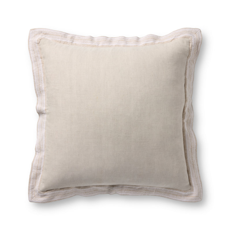 Loloi Accent Pillow, Natural Striped, Square 22"