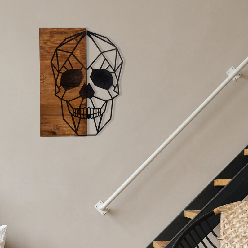 Stylish Decorative Wooden Wall Accessory, Black & Walnut, 17.3 x 22.8 inches | 100% Metal Frame (Thickness: 0.05 inches) & 100% Wooden Backing (Thickness: 1.2 inches) | Perfect for Home Decor & Modern Aesthetics