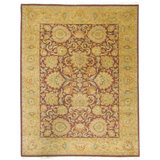 Hand Knotted Wool Oriental Area Rug in Red And Gold