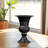 Vintage Metal Vase With Distressed Black Finish And Rustic Charm For Home Decor