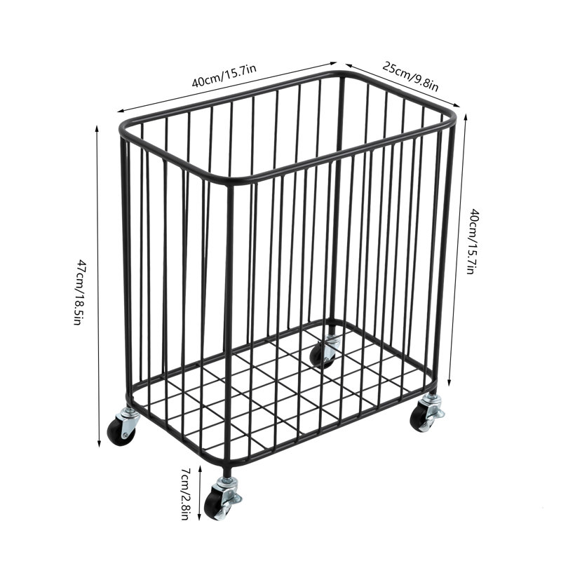 Large-Size Metal Laundry Basket Cart