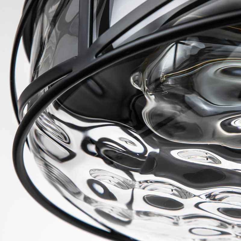 Plafonnier encastré Boatner avec verre martelé transparent, Noir, noir, noir, noir
