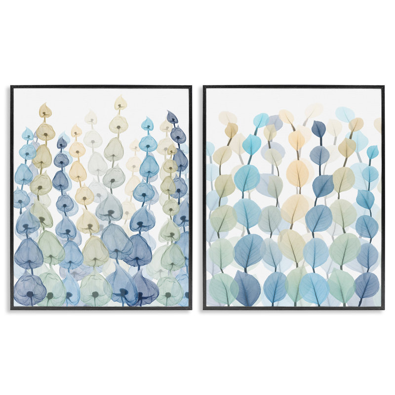 "Seaweed & Ocean Plants", ensemble de 2 estampes numériques par Albert Koetsier, Giclée encadrée noir minuit