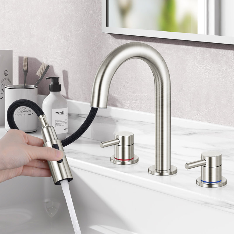 2-handle Bathroom Faucet with Drain Assembly, Brushed Nickel